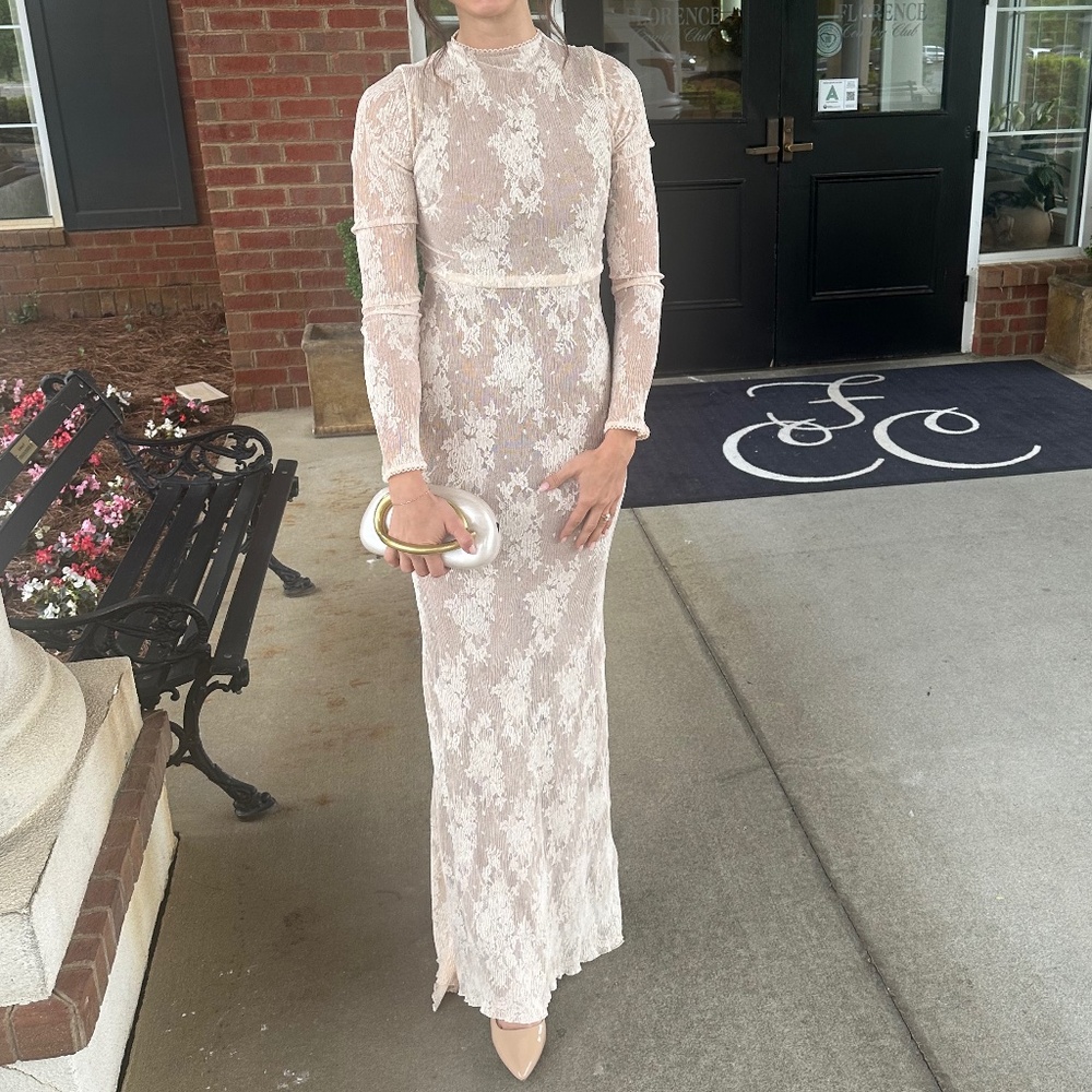 House of CB- ISOLINE Peach Lace Maxi Dress